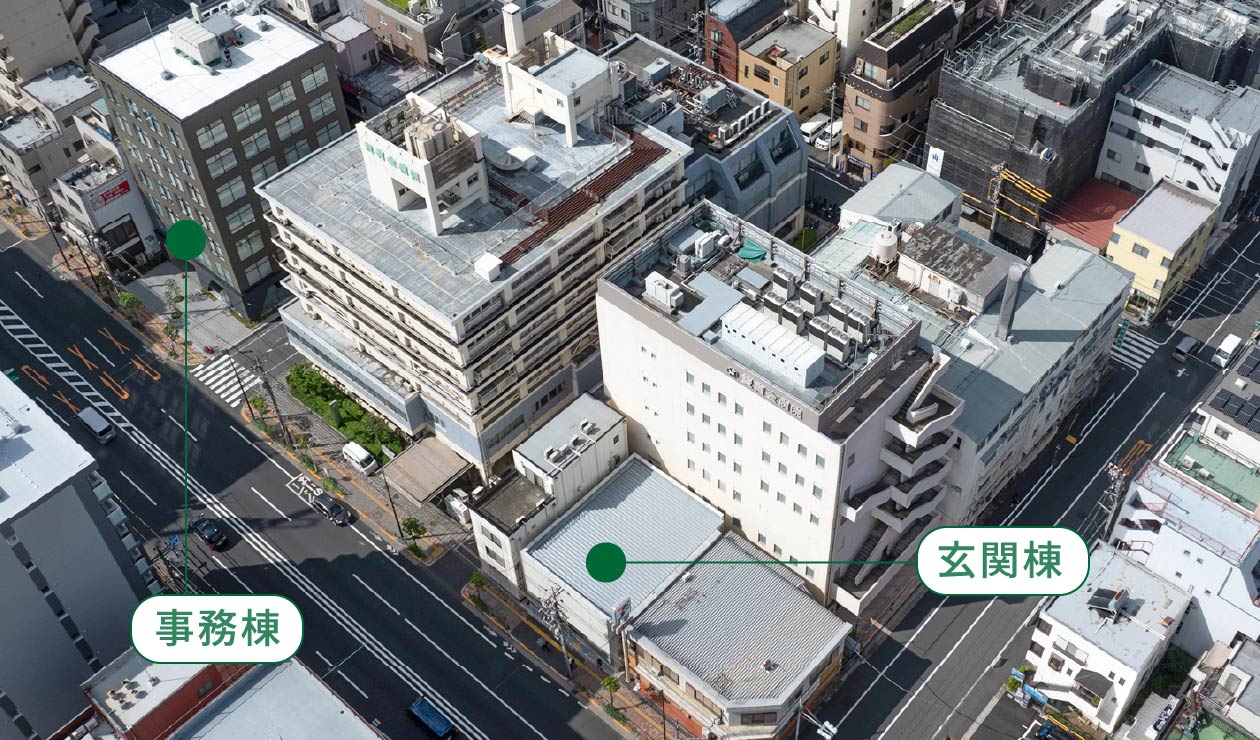 玄関棟・事務棟新設、西館解体前