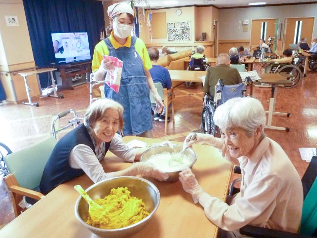 かぼちゃあんの蒸しパン作り